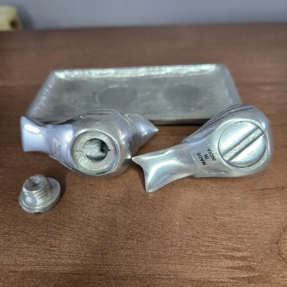 Martha Stewart Pewter Bird Salt & Pepper Shakers Spring Garden Set w/ Tray